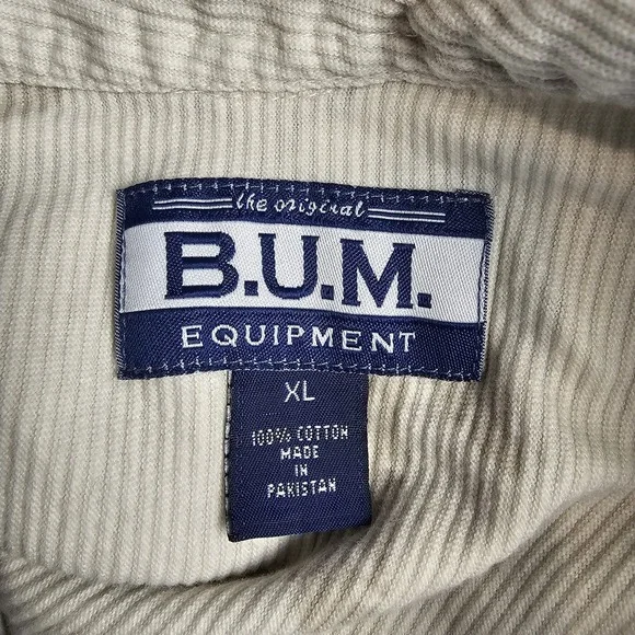 Vintage B.U.M. Equipment XL Corduroy Shirt Hawaiian Floral Short Sleeve Button‎ - Picture 5 of 9